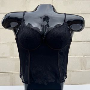 La Lingerie (Blush) Black Push Up Corset Top, M